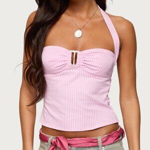 Edikted Caitie Striped Buckle Halter Top